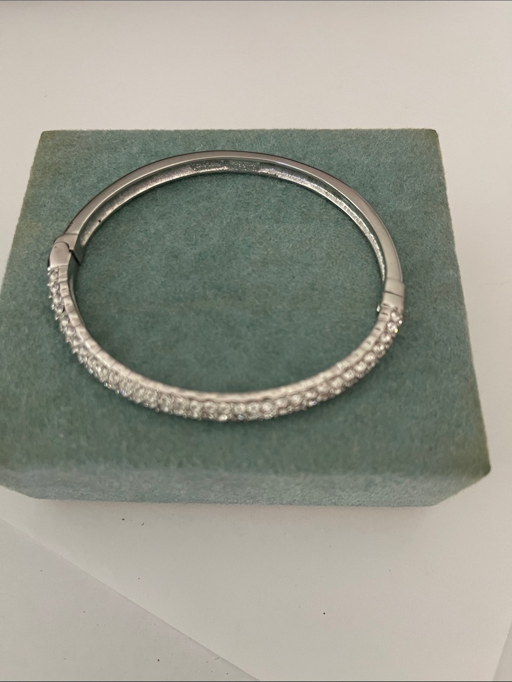 Nolan Miller Crystal Pavé Silver-Tone Hinged Bangle Bracelet